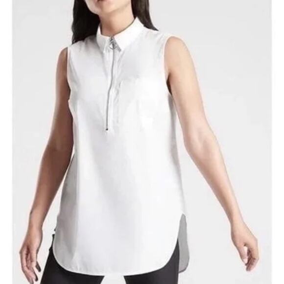 Athleta White Uptown Shell Half Zip Collard Tunic size XS - Picture 1 of 16